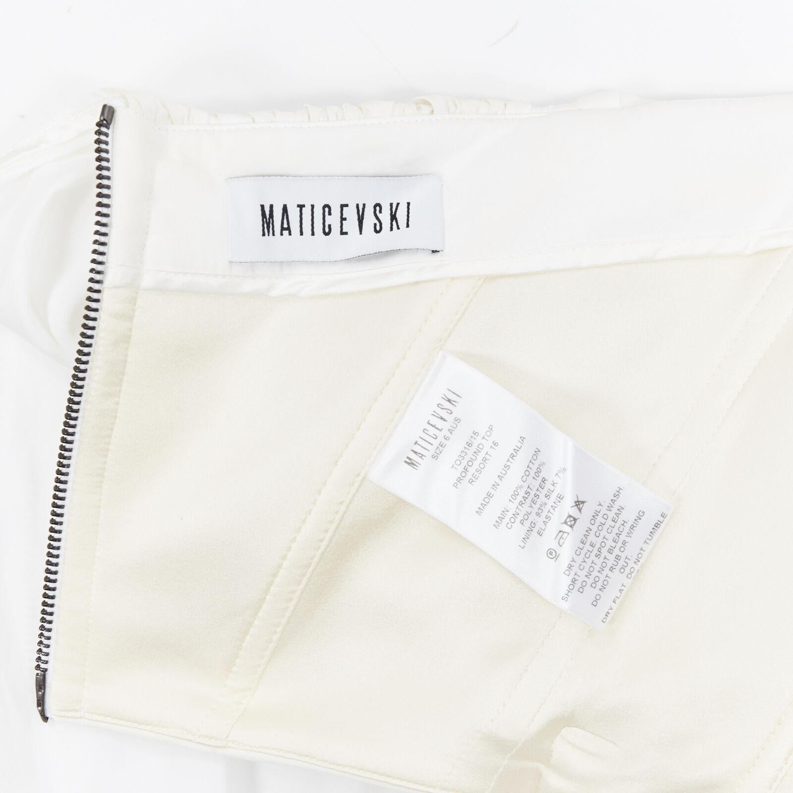 MATICEVSKI 2016 Profound Top white cotton boned corset strapless flared top XS For Sale 4