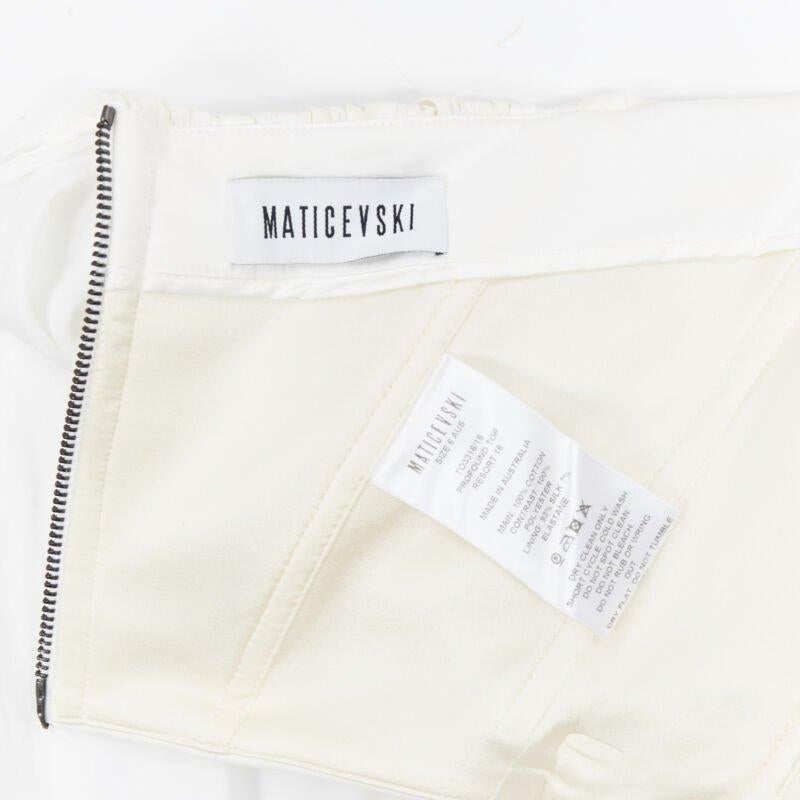 MATICEVSKI 2016 Profound Top white cotton boned corset strapless flared top XS 4
