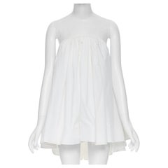 MATICEVSKI 2016 Profound Top white cotton boned corset strapless flared top XS