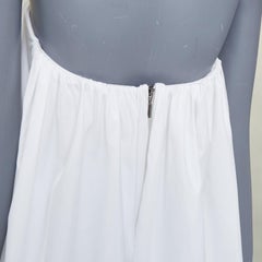 MATICEVSKI 2016 Tief ausgeschnittenes, weißes Babydoll-Oberteil aus knackig-frischer Baumwolle mit asymmetrischem Saum, Größe AUS8 S