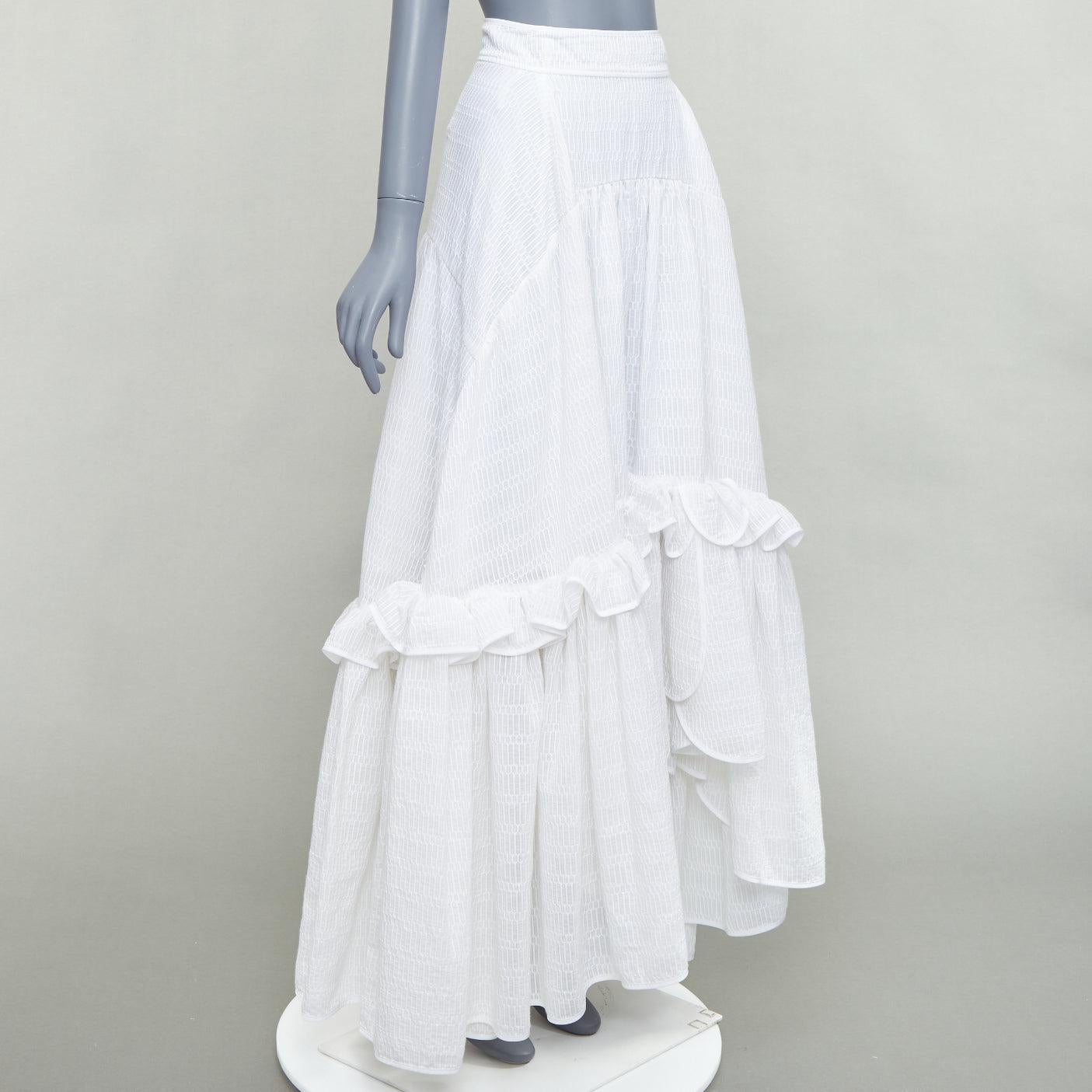 Gray MATICEVSKI 2016 white cotton blend hi low hem frilly full skirt AUS8