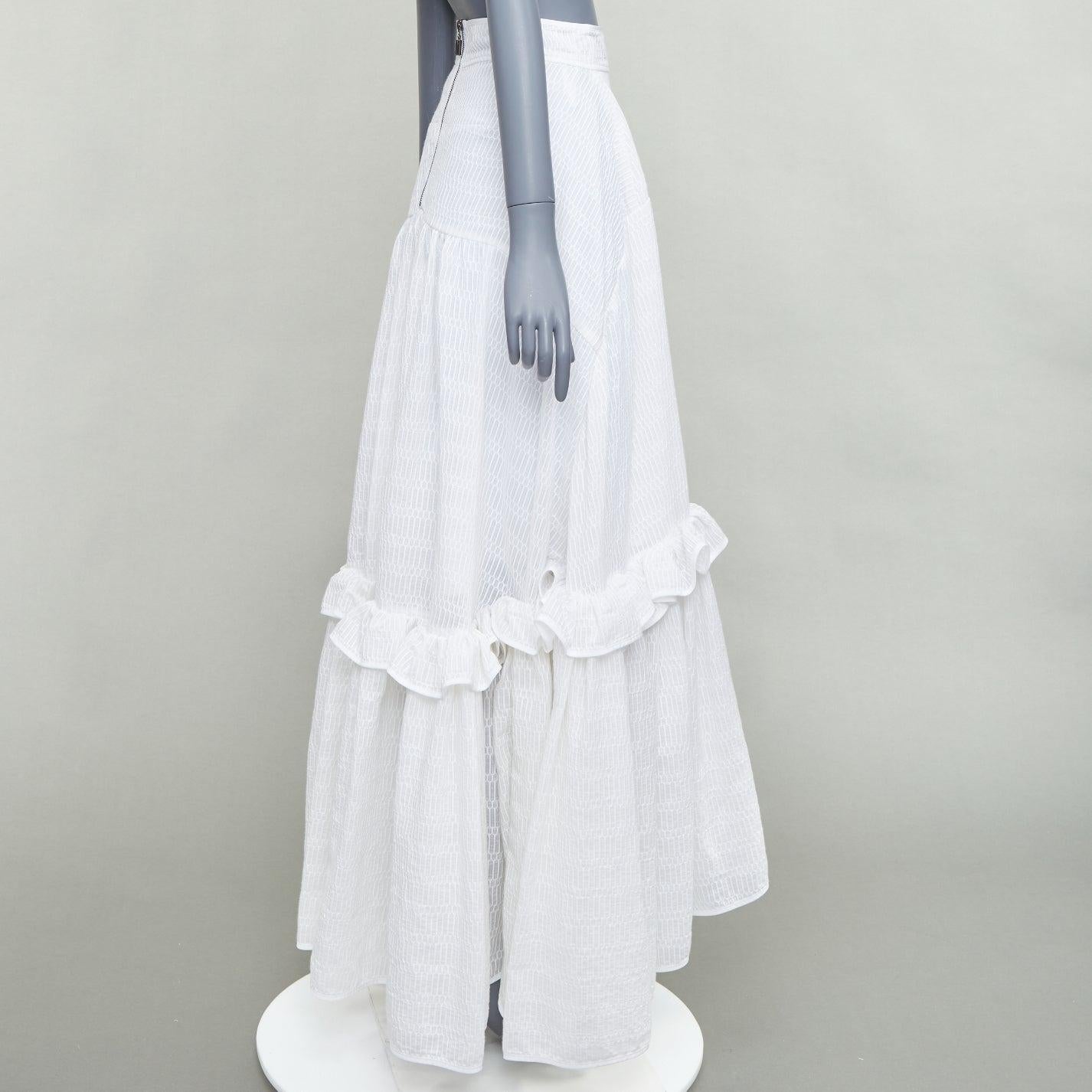 MATICEVSKI 2016 white cotton blend hi low hem frilly full skirt AUS8 In Good Condition In Hong Kong, NT