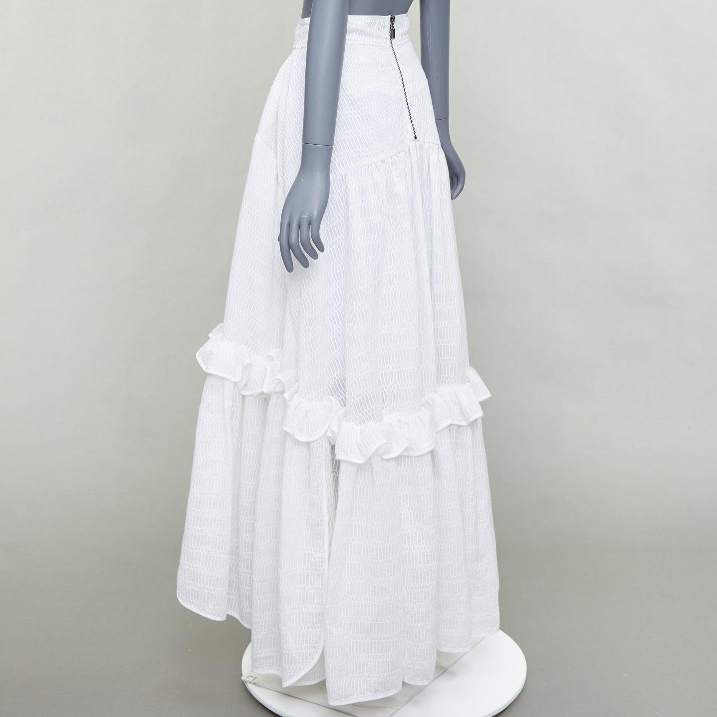 MATICEVSKI 2016 white cotton blend hi low hem frilly full skirt AUS8 1