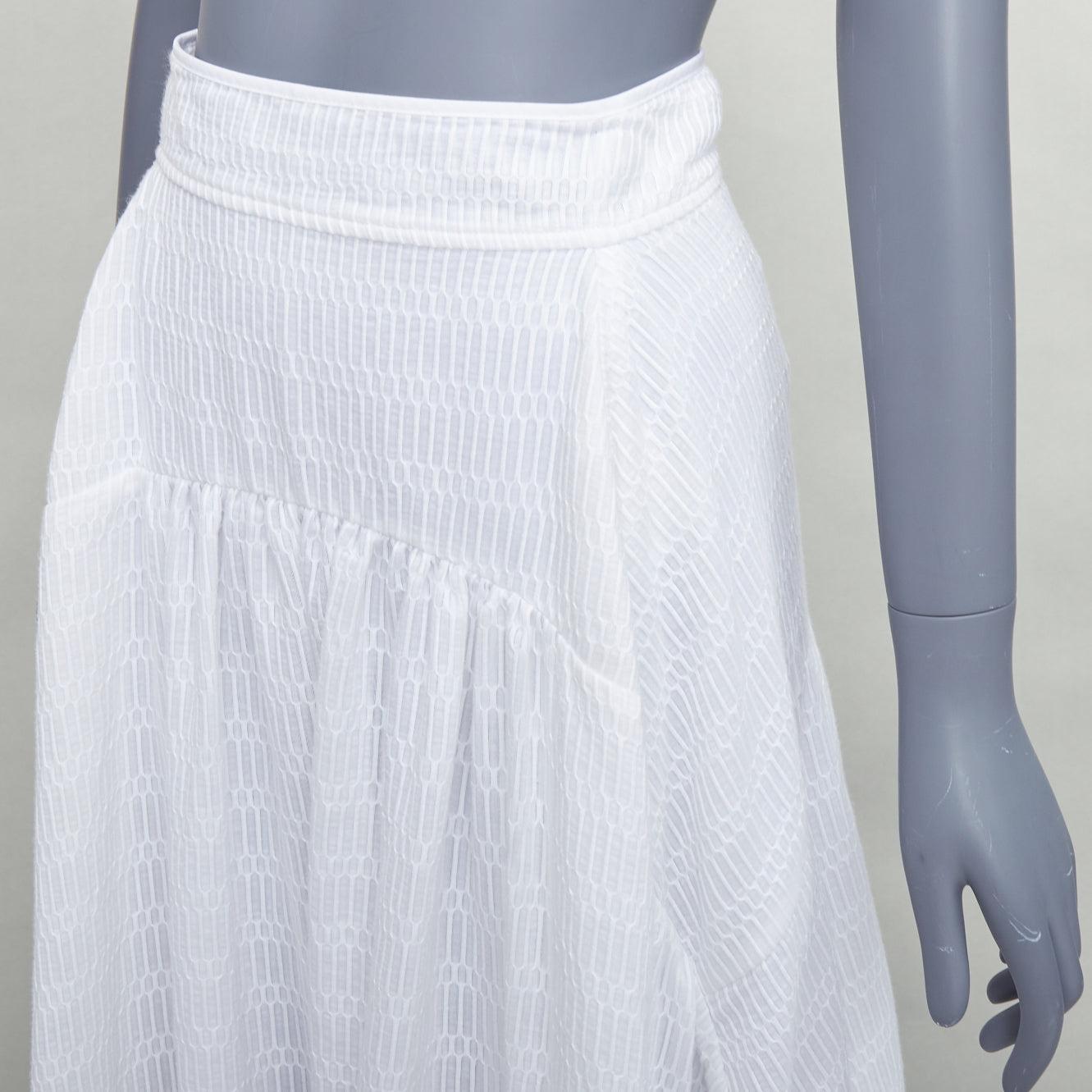 MATICEVSKI 2016 white cotton blend hi low hem frilly full skirt AUS8 2