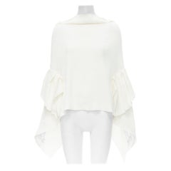 MATICEVSKI 2017 Infinite white rayon nylon  ruffle cape top AUS8 M