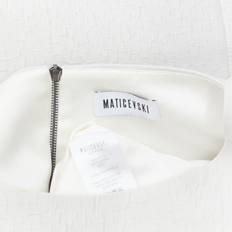 MATICEVSKI 2017 Meta light grey cloque draped gathered waist dress UK6 XS For Sale 7