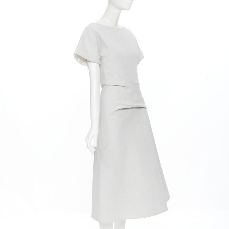 MATICEVSKI 2017 Meta Vestido gris claro drapeado con cintura fruncida UK6 XS Gris en venta