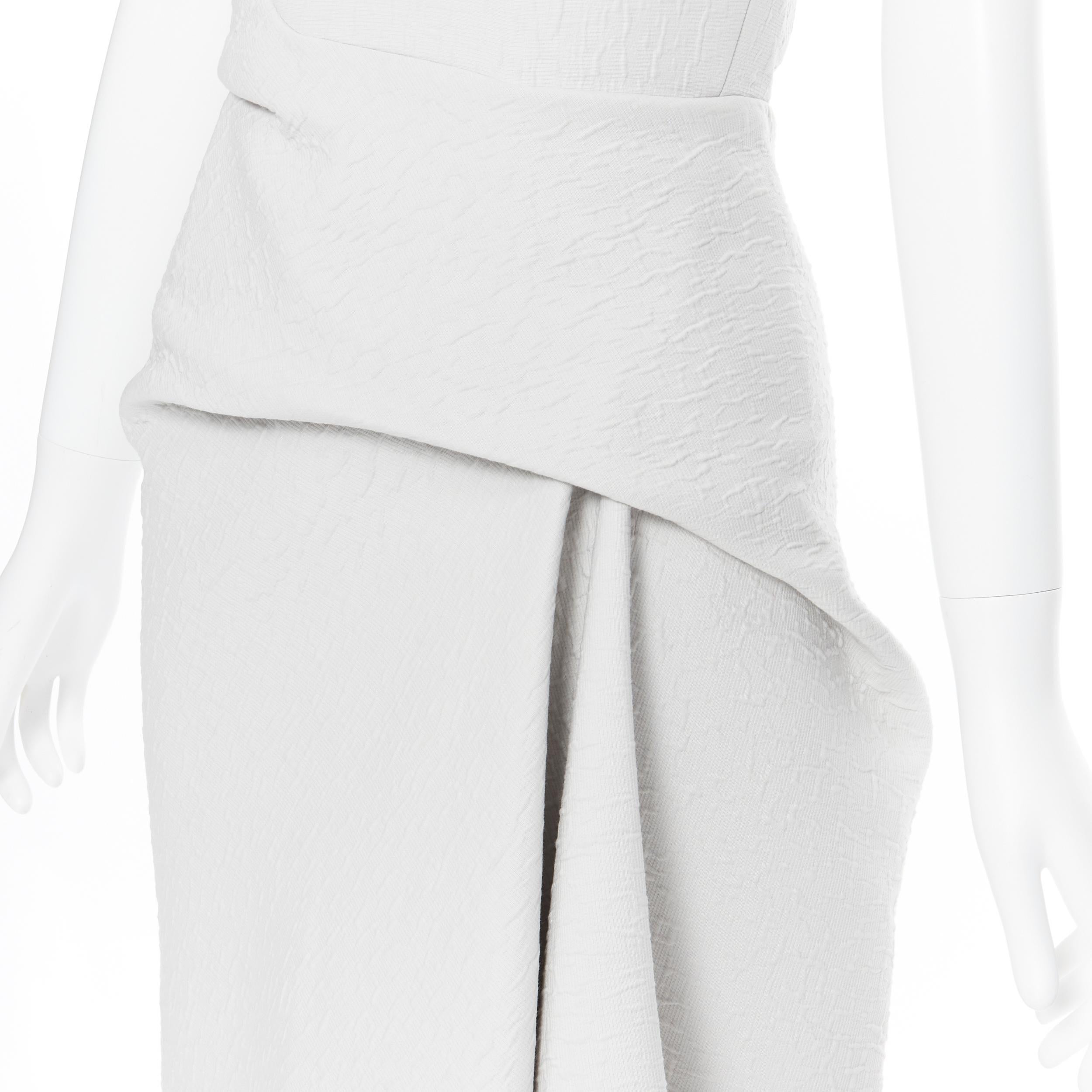 MATICEVSKI 2017 Meta light grey cloque draped gathered waist dress UK6 XS 1
