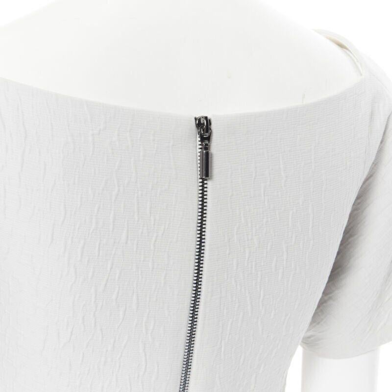 MATICEVSKI 2017 Meta light grey cloque draped gathered waist dress UK6 XS For Sale 4