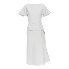 MATICEVSKI 2017 Meta light grey cloque draped gathered waist dress UK6 XS
