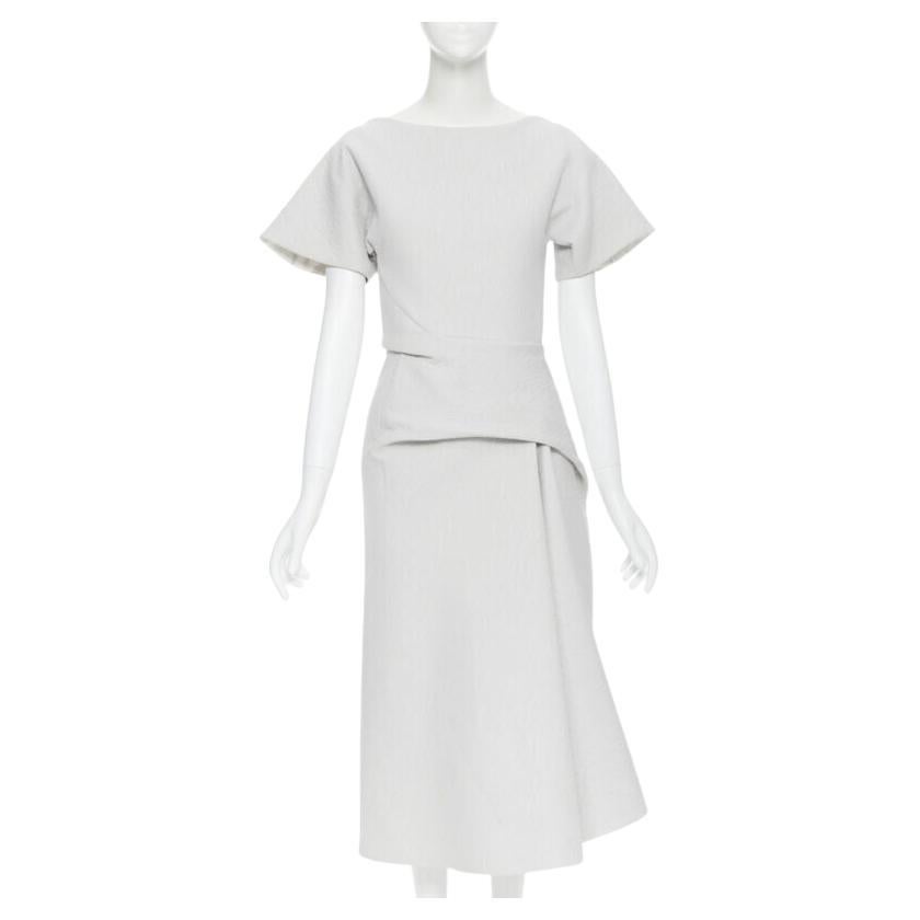 MATICEVSKI 2017 Meta Vestido gris claro drapeado con cintura fruncida UK6 XS en venta