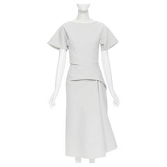 MATICEVSKI Robe drapée à taille froncée en cloque gris clair Meta, Taille UK6, 2017