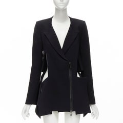 MATICEVSKI 2017 Neo black zip front angular cut out side blazer jacket AUS 8 S
