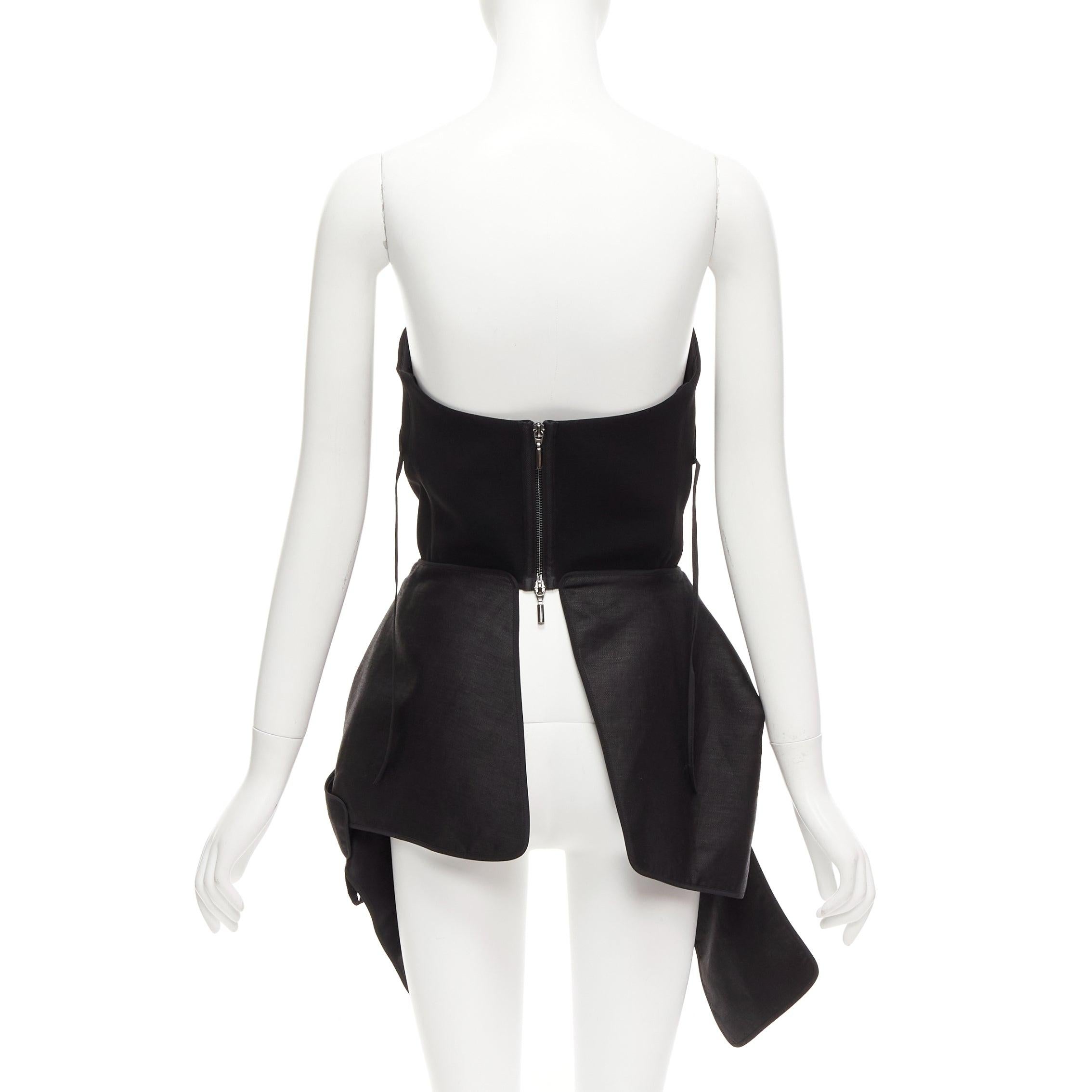 Donna MATICEVSKI 2017 Trinity in lino con pannelli destrutturati, top bustier a peplo AUS8 S in vendita