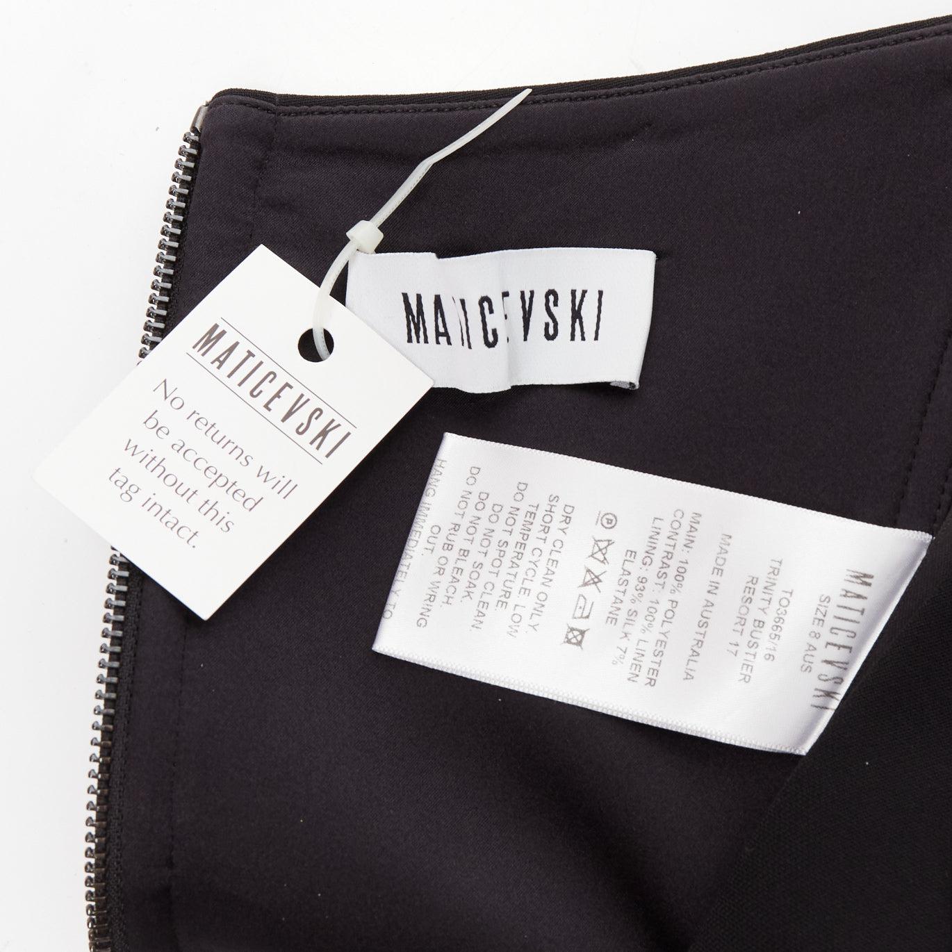 MATICEVSKI 2017 Trinity in lino con pannelli destrutturati, top bustier a peplo AUS8 S in vendita 3