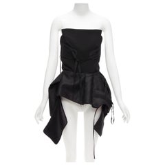 MATICEVSKI 2017 Top bustier con peplum y paneles deconstruidos de lino Trinity AUS8 S