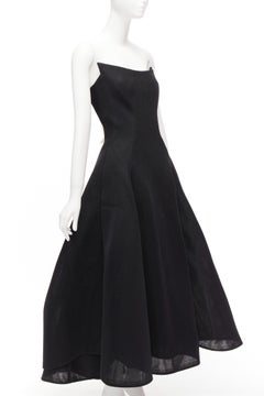 MATICEVSKI 2018 Ornament black peak bust boned corset midi gown AU8 M