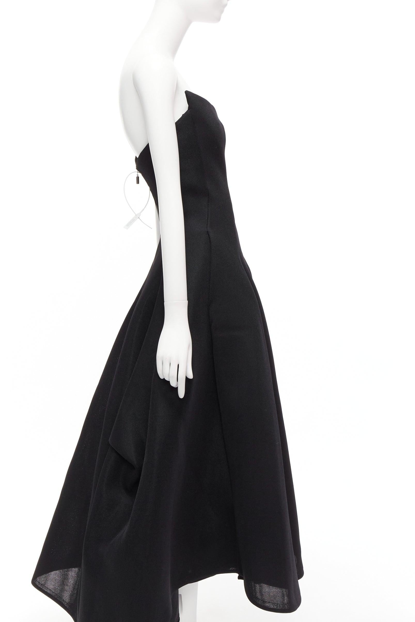 MATICEVSKI 2018 Ornament black peak bust boned corset midi gown AU8 M In Excellent Condition In Hong Kong, NT