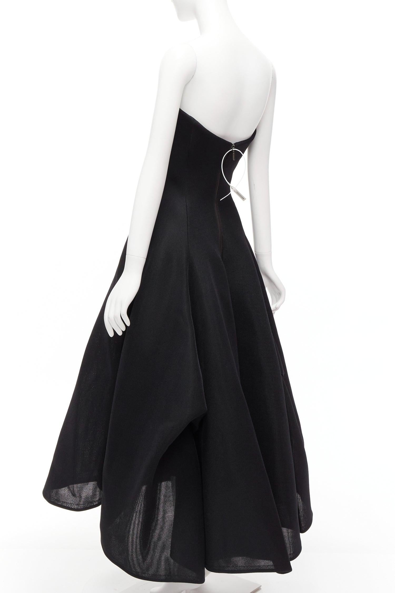 MATICEVSKI 2018 Ornament black peak bust boned corset midi gown AU8 M 1