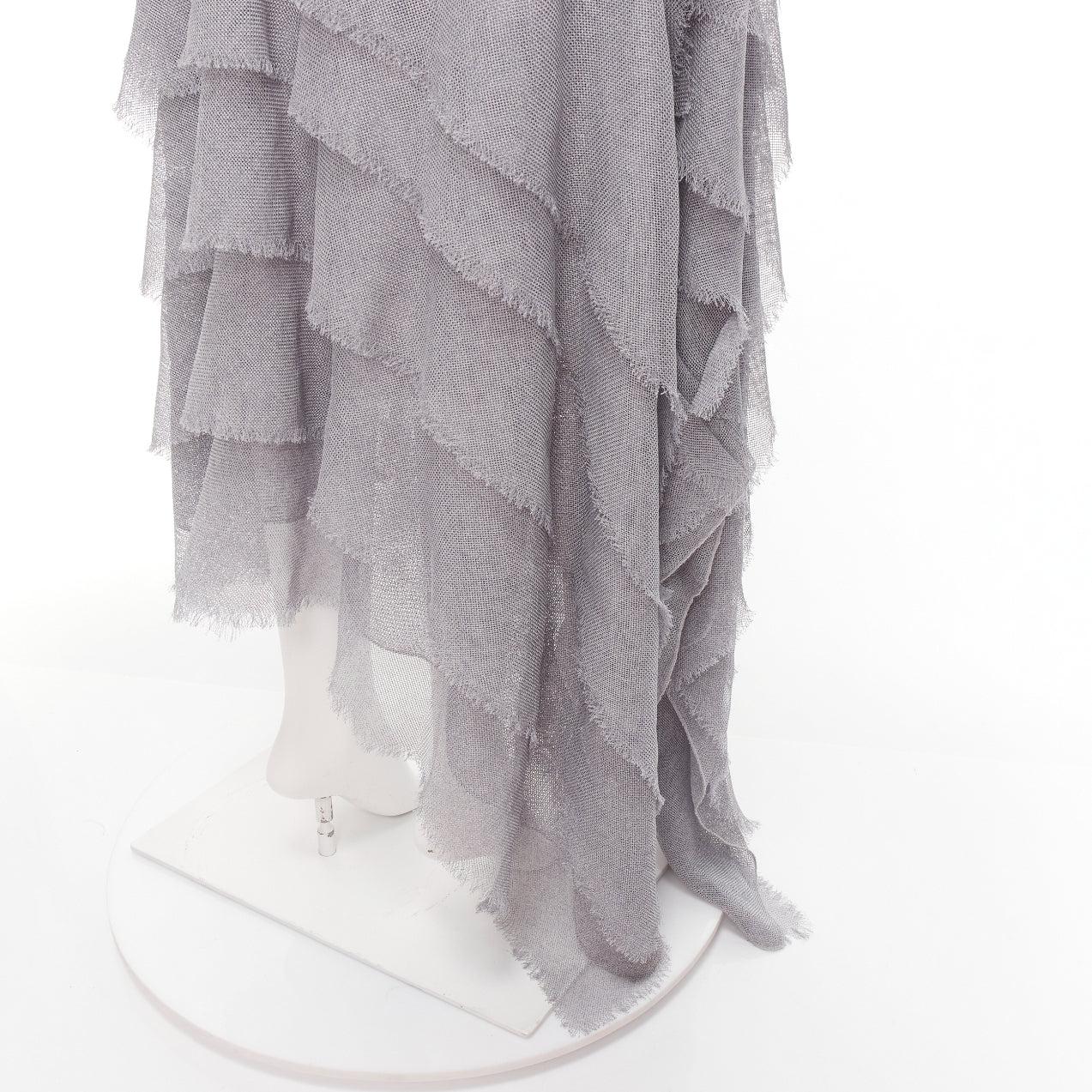 MATICEVSKI 2018 Winning grey drape raw ruffle asymmetric tiered skirt AUS10 M
Reference: KEDG/A00315
Brand: Maticevski
Model: Winning
Collection: Resort 2018 - Runway
Material: Polyester
Color: Grey, Black
Pattern: Solid
Closure: Zip
Lining: Grey