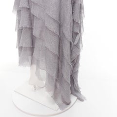 MATICEVSKI 2018 Winning grey drape raw ruffle asymmetric tiered skirt AUS10 M