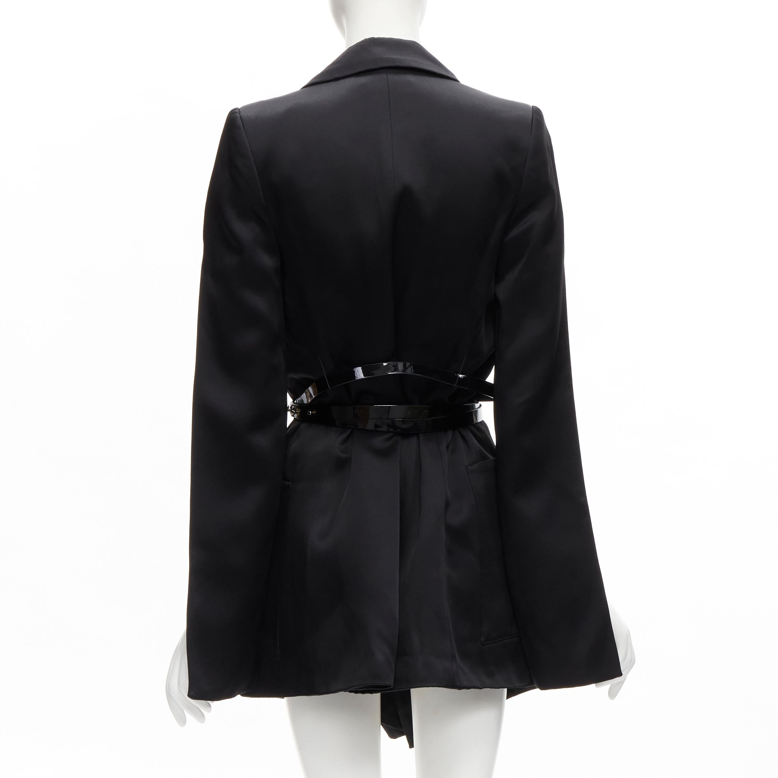 MATICEVSKI 2019 Firmament black slit sleeve plunge belted blazer vest AUS8 M 1