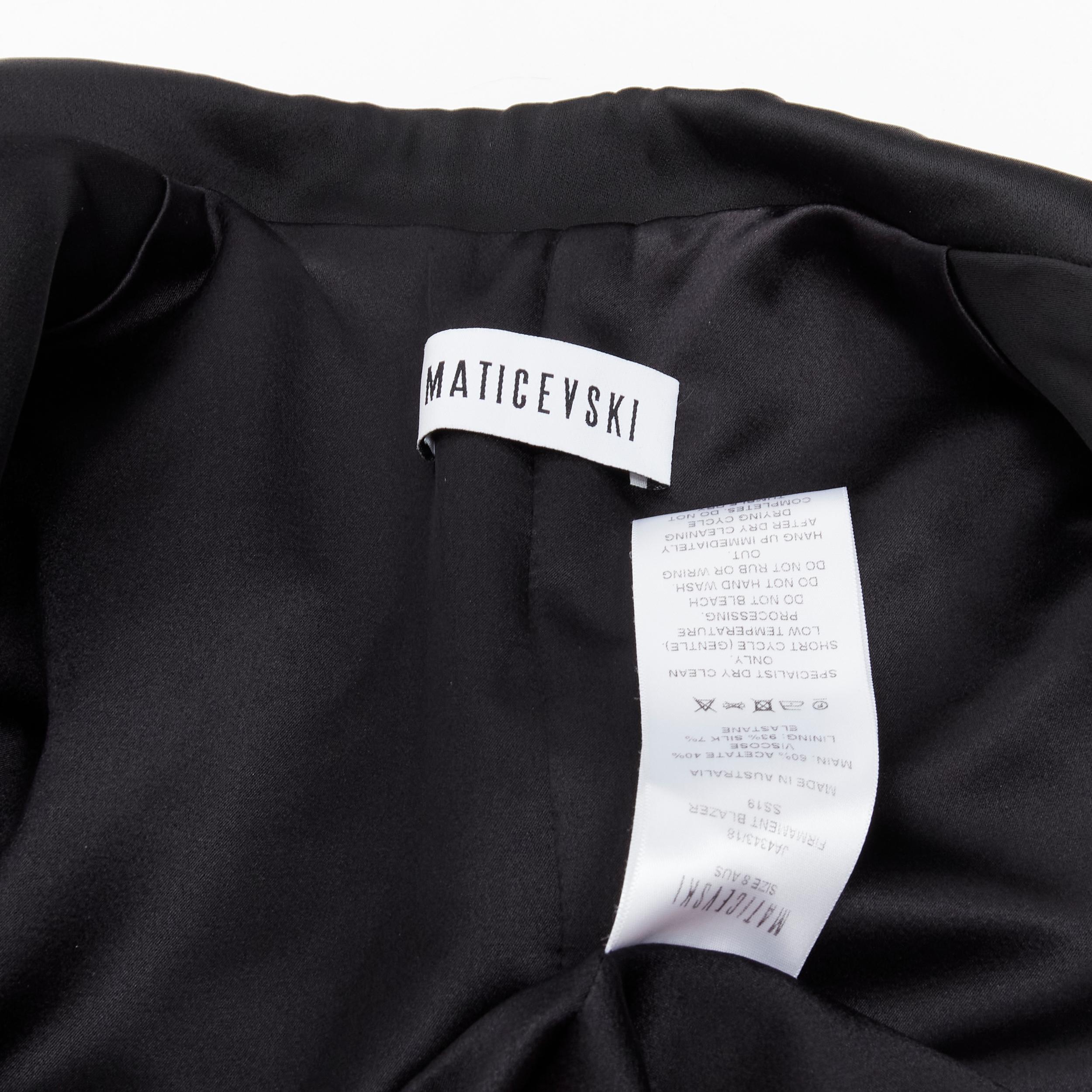 MATICEVSKI 2019 Firmament black slit sleeve plunge belted blazer vest AUS8 M 5
