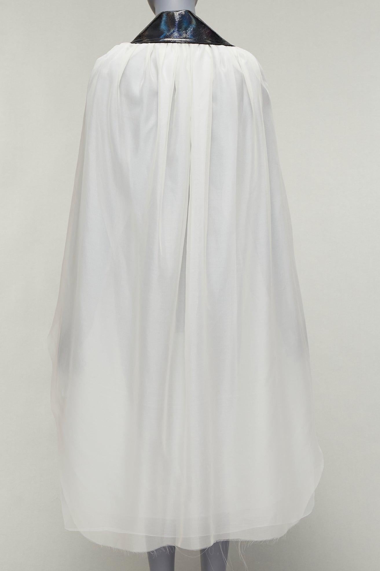 Women's MATICEVSKI 2019 Focus white 100% silk patent collar high low cape AU8 M For Sale