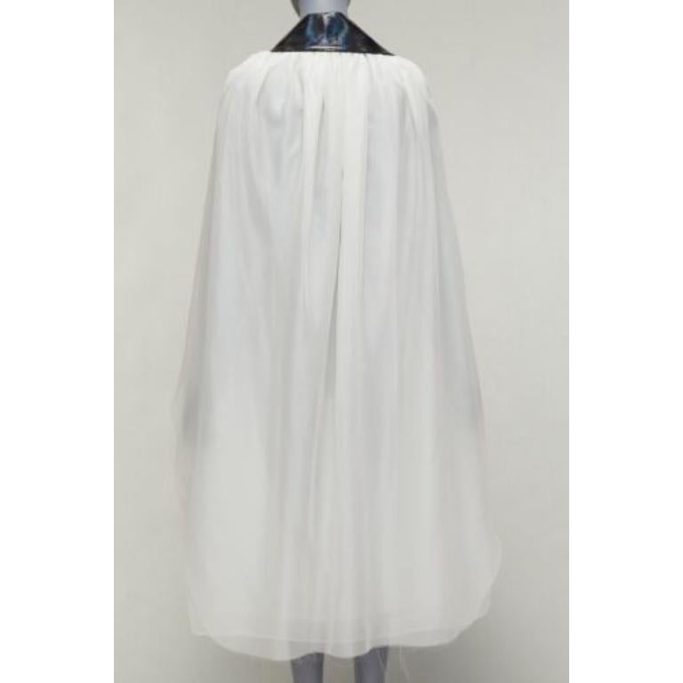 Women's MATICEVSKI 2019 Focus white 100% silk patent collar high low cape AU8 M For Sale