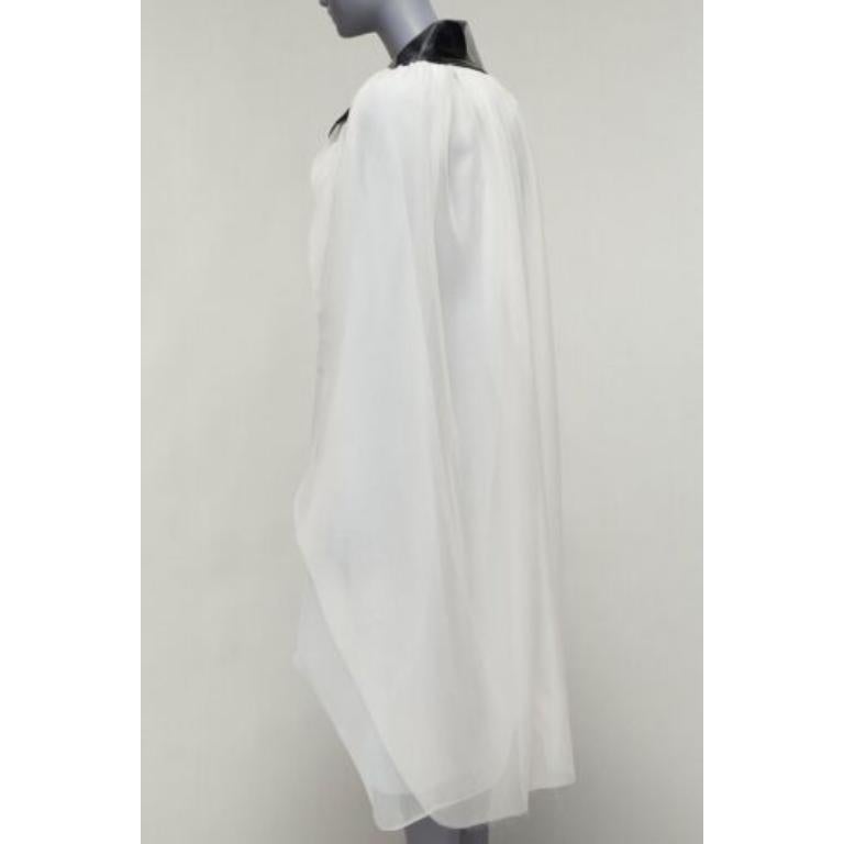MATICEVSKI 2019 Focus white 100% silk patent collar high low cape AU8 M For Sale 1
