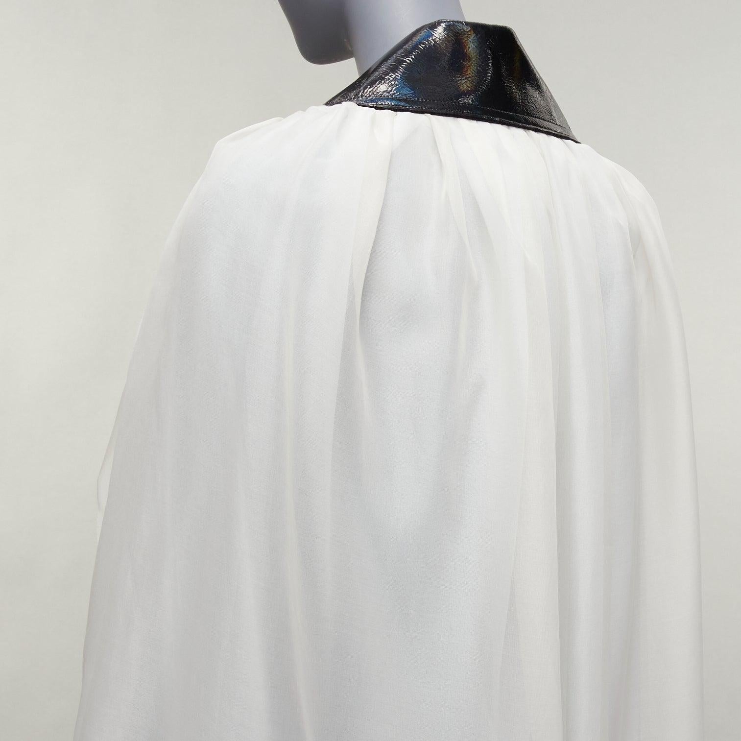 MATICEVSKI 2019 Focus white 100% silk patent collar high low cape AU8 M For Sale 3
