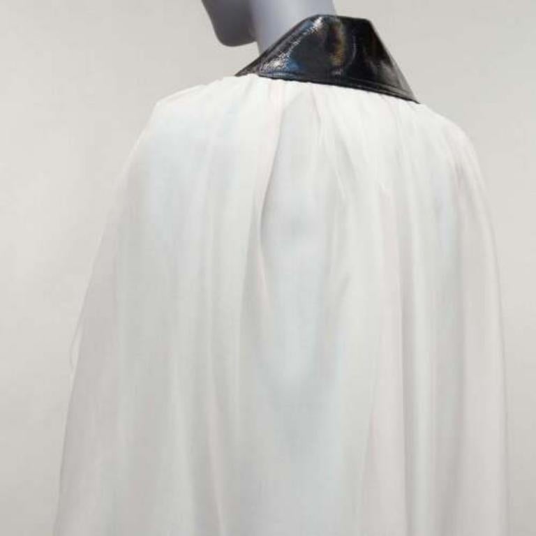MATICEVSKI 2019 Focus white 100% silk patent collar high low cape AU8 M For Sale 2