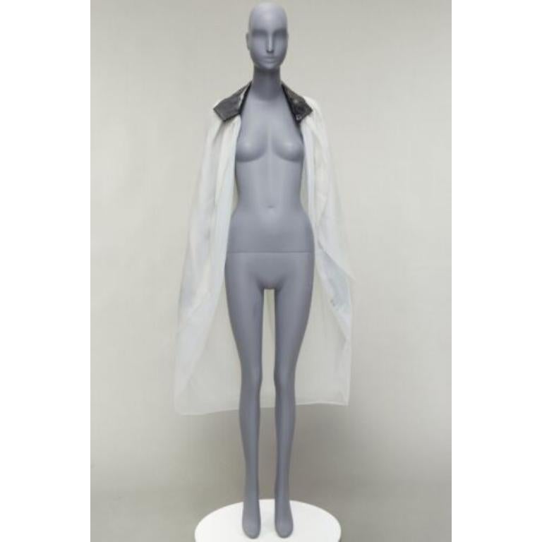 MATICEVSKI 2019 Focus white 100% silk patent collar high low cape AU8 M For Sale 4