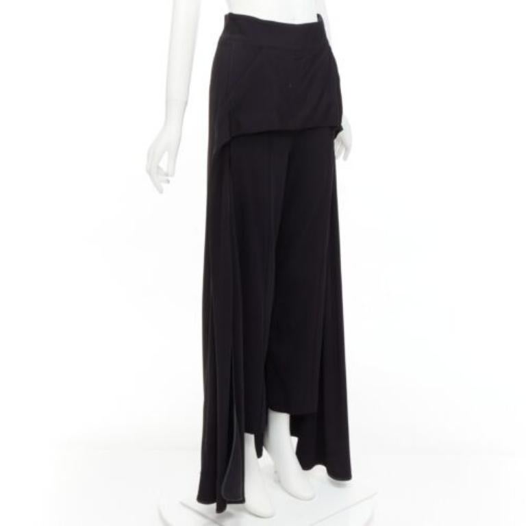 Black MATICEVSKI 2019 Manner black viscose blend skirt front cropped trousers  AU10 L For Sale