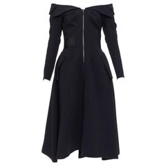 MATICEVSKI 2019 Radium silk blend lined off shoulder fit flare dress AUS8 S