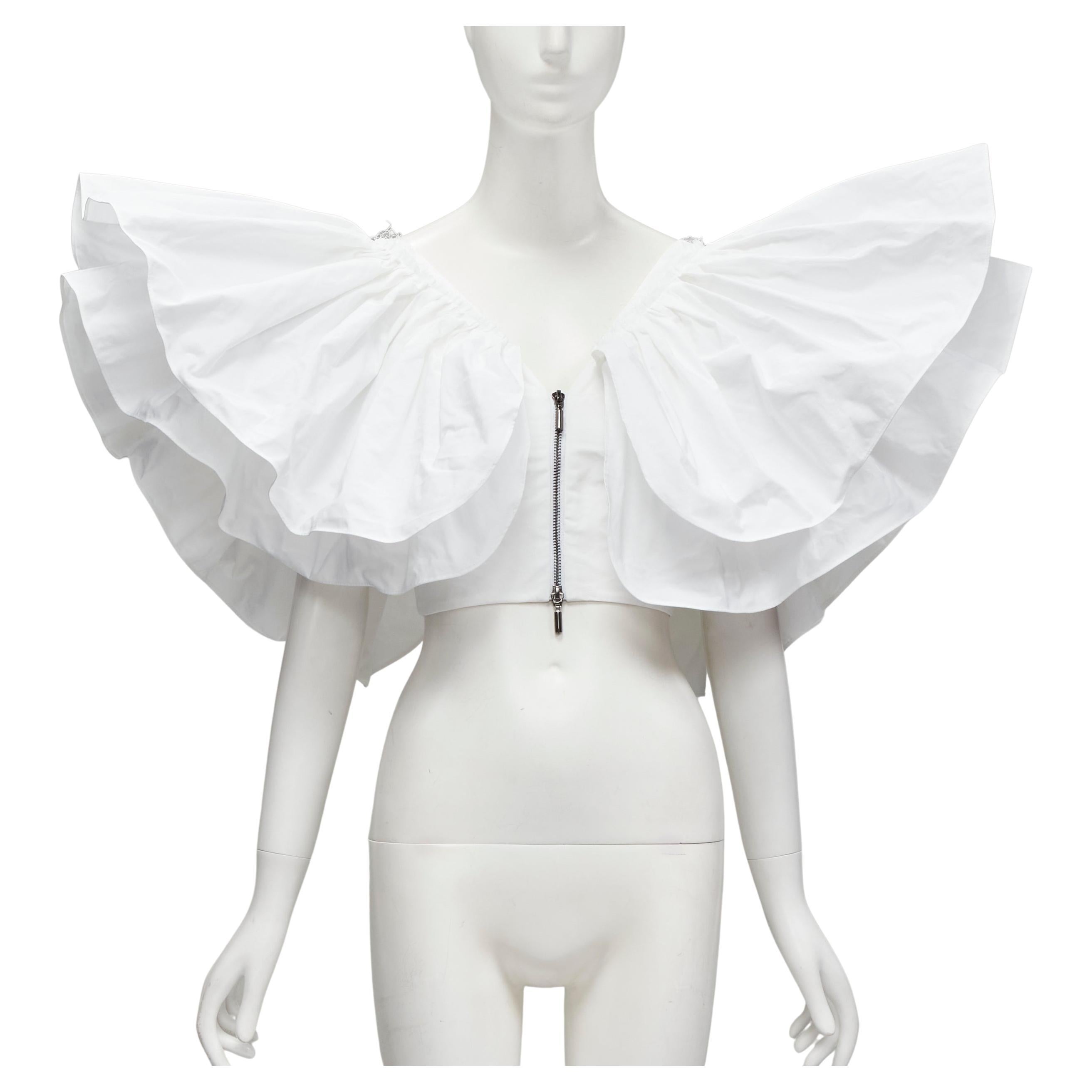 MATICEVSKI 2020 Crowned Butterfly white statement sleeve bustier top AUS6 S For Sale