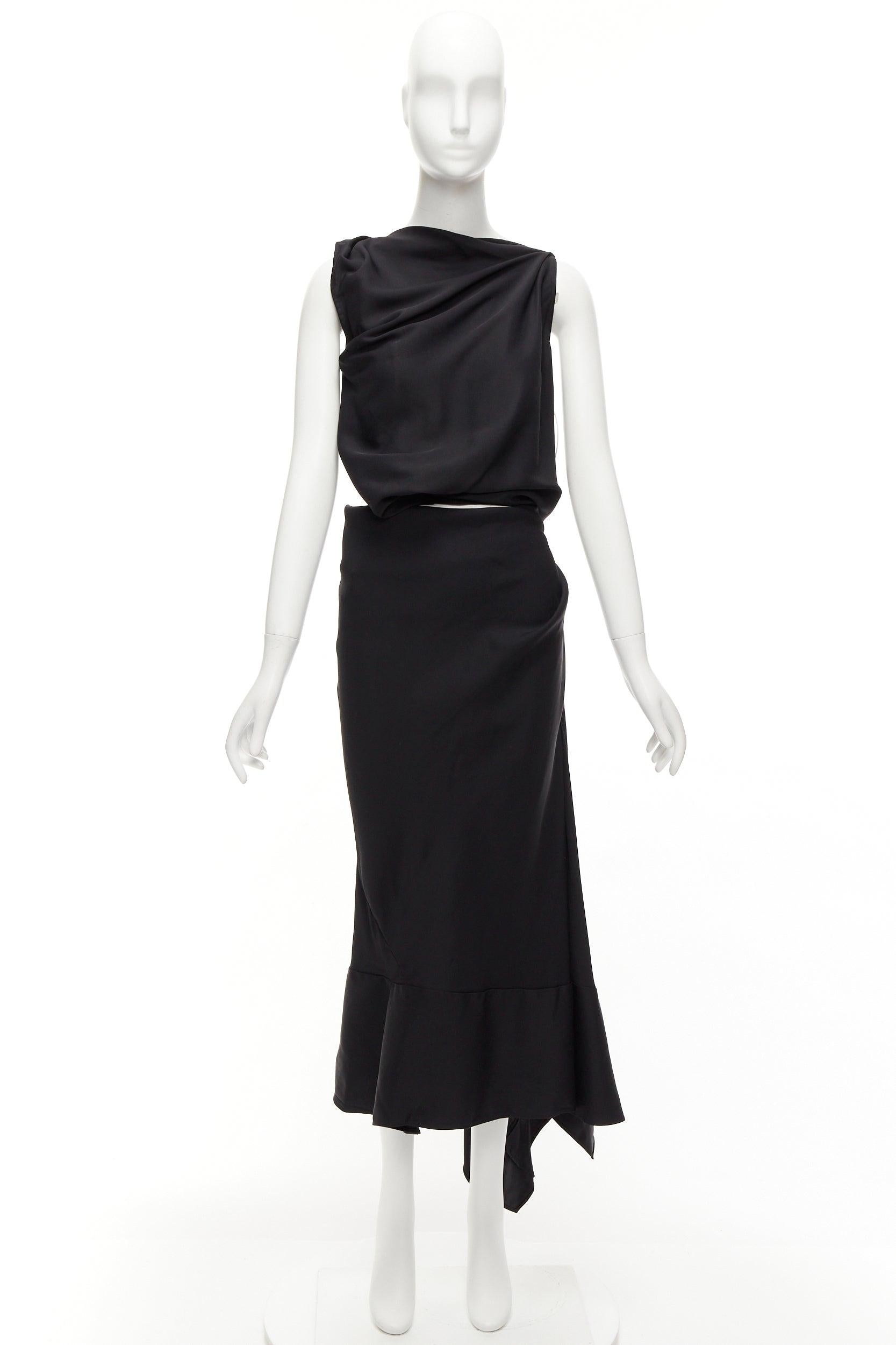 MATICEVSKI 2020 Energy Slash black drape front hi low cut out dress AUS8 S For Sale 6