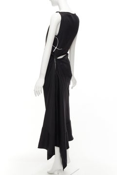 MATICEVSKI 2020 Energy Slash black drape front hi low cut out dress AUS8 S