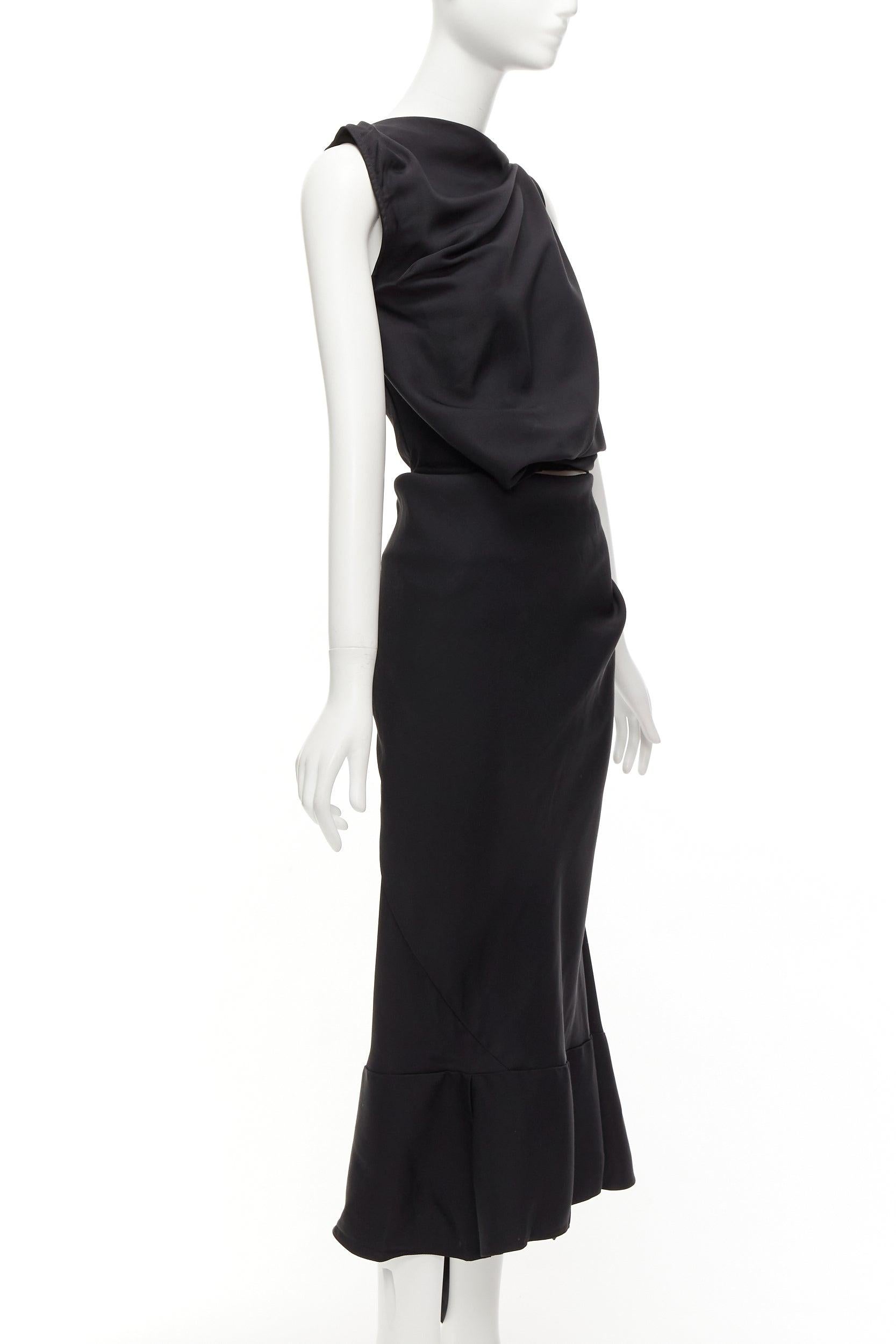 MATICEVSKI 2020 Energy Slash black drape front hi low cut out dress AUS8 S In Excellent Condition For Sale In Hong Kong, NT