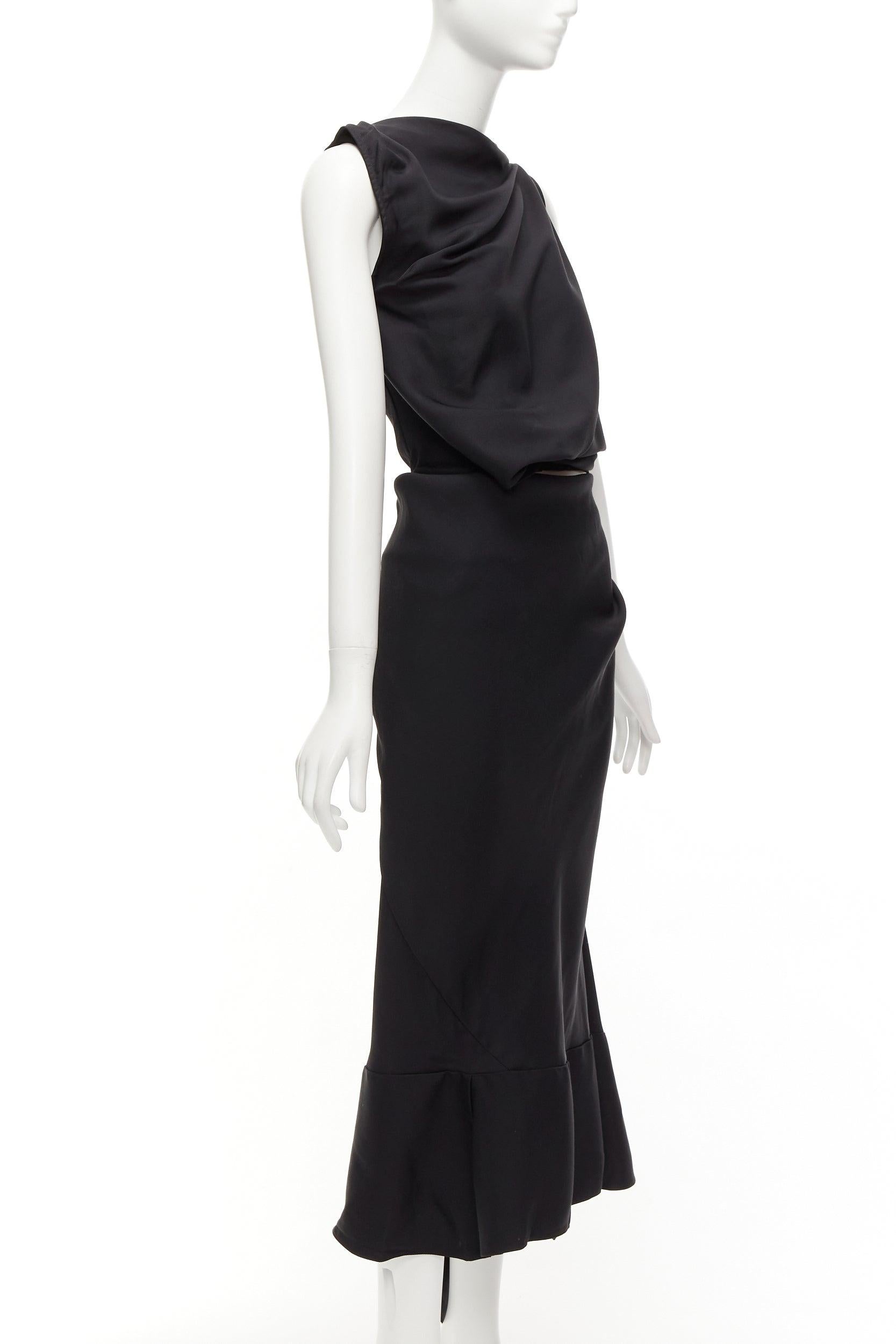 Black MATICEVSKI 2020 Energy Slash black drape front hi low cut out dress AUS8 S For Sale