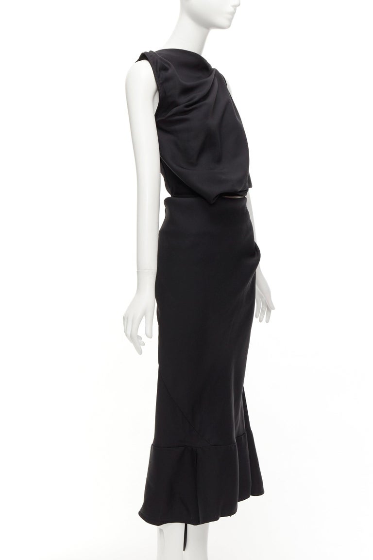 slash cut out dress ASOS DESIGN slash one shoulder midi dress with cut out detail in black