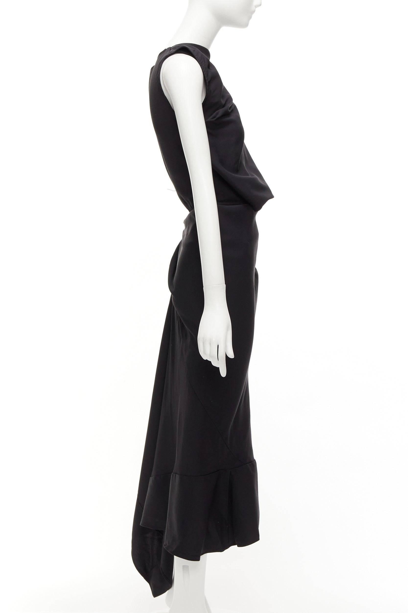 Women's MATICEVSKI 2020 Energy Slash black drape front hi low cut out dress AUS8 S For Sale