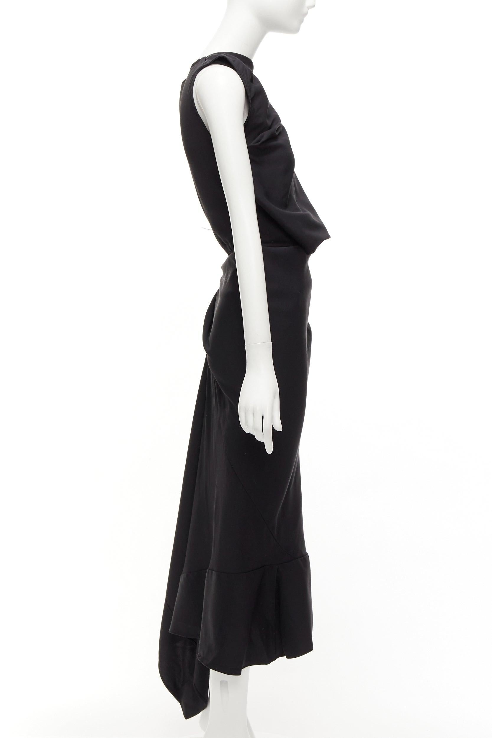 MATICEVSKI 2020 Energy Slash black drape front hi low cut out dress AUS8 S In Excellent Condition For Sale In Hong Kong, NT