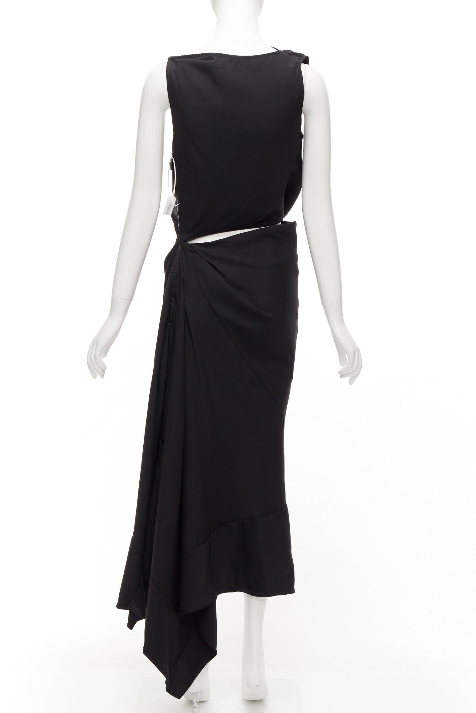 MATICEVSKI 2020 Energy Slash black drape front hi low cut out dress AUS8 S For Sale 1
