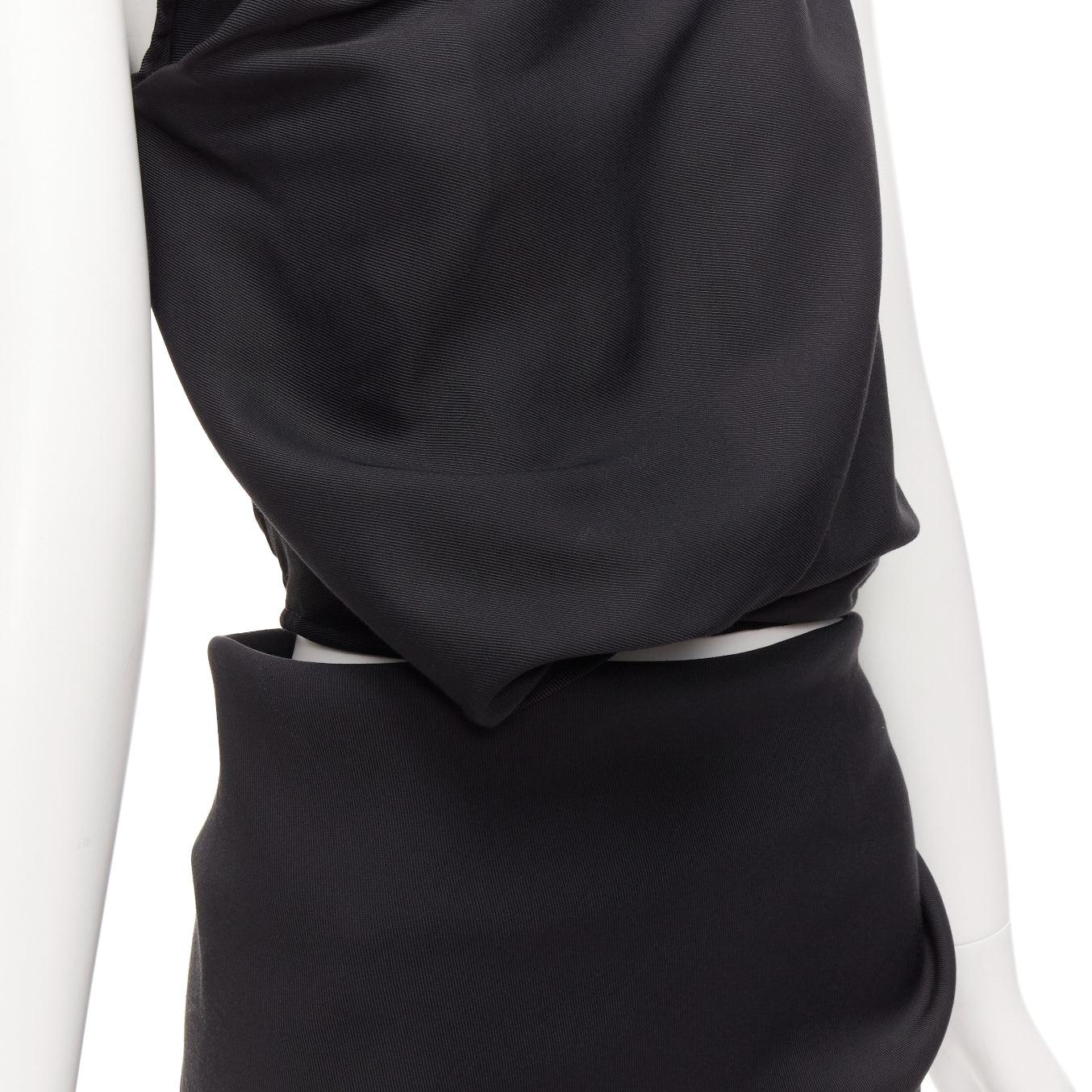 MATICEVSKI 2020 Energy Slash black drape front hi low cut out dress AUS8 S For Sale 2