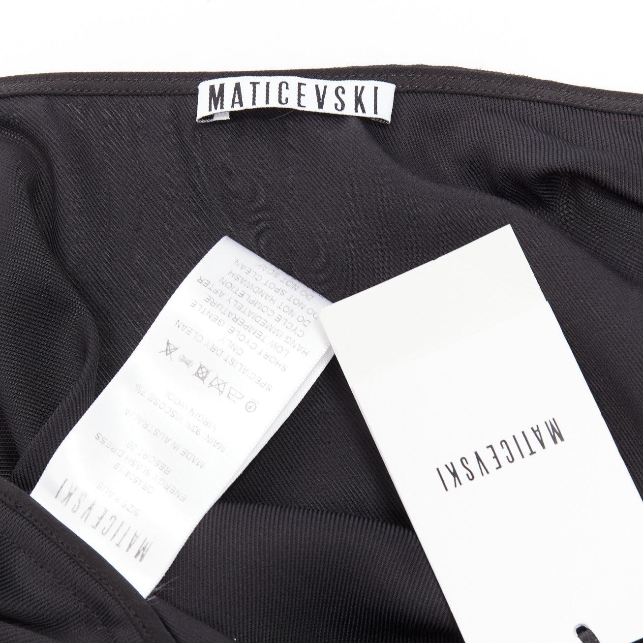 MATICEVSKI 2020 Energy Slash black drape front hi low cut out dress AUS8 S For Sale 5