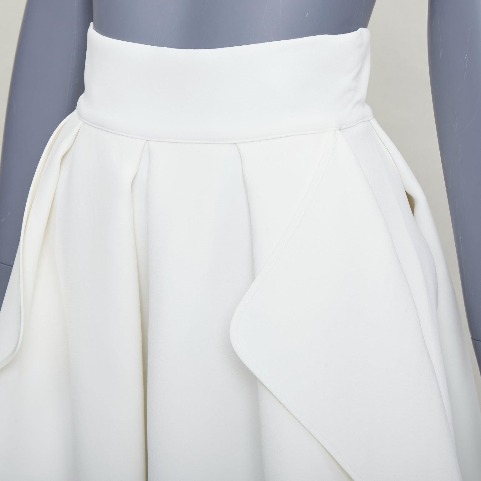Gray MATICEVSKI 2020 Fondness cream crepe pleated front drape hi low full skirt AU8 S For Sale