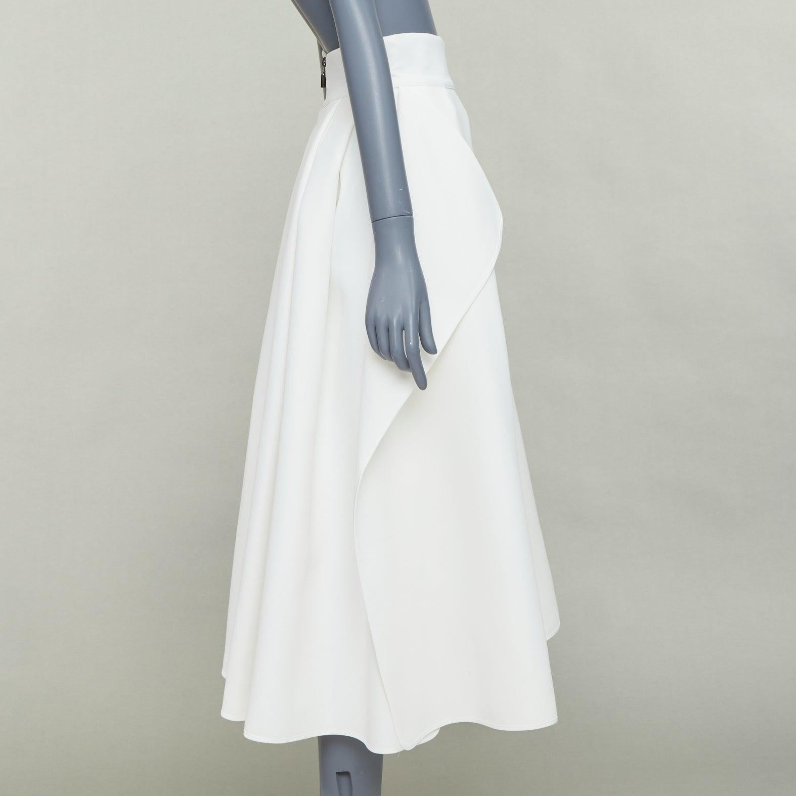 MATICEVSKI 2020 Fondness cream crepe pleated front drape hi low full skirt AU8 S In Good Condition For Sale In Hong Kong, NT