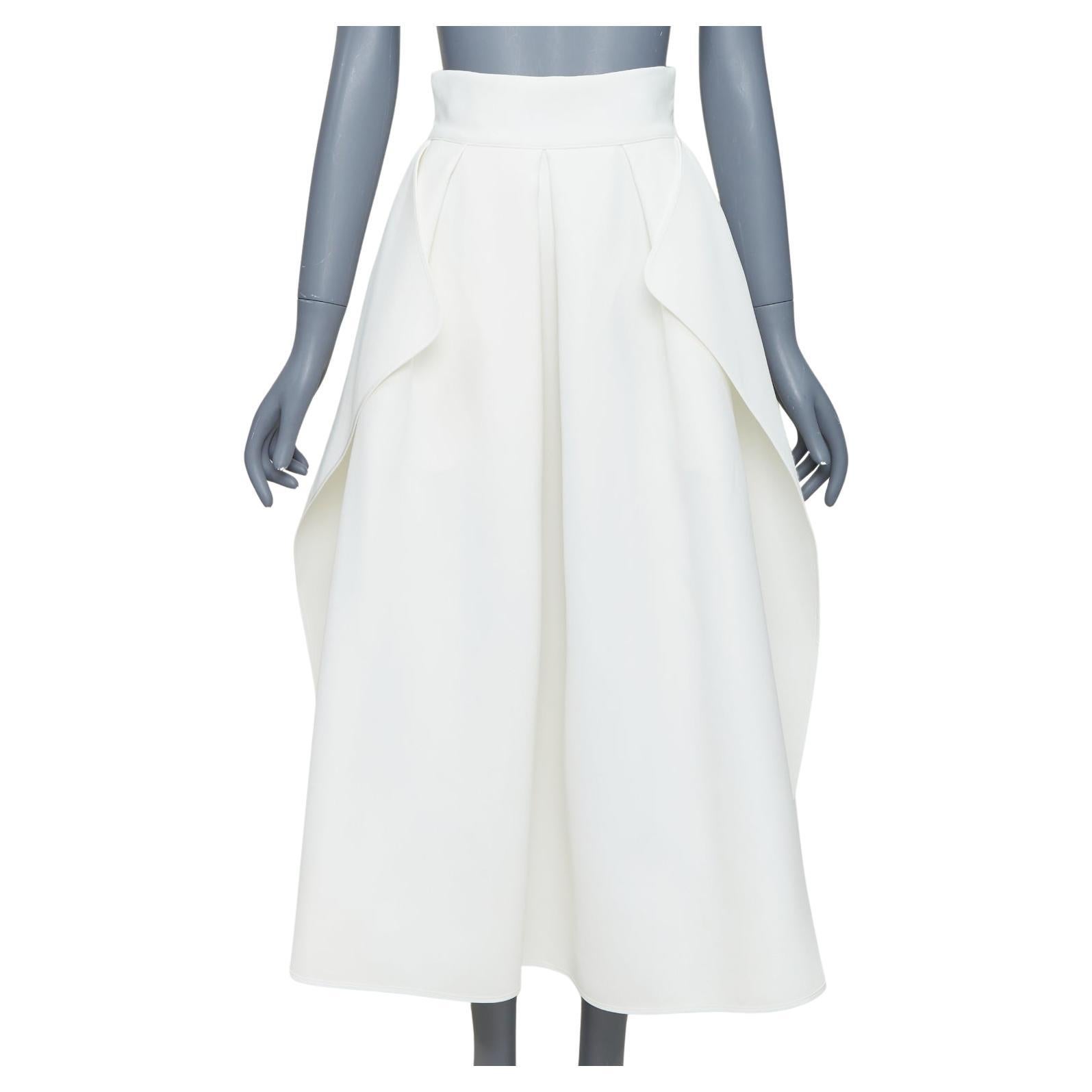 MATICEVSKI 2020 Fondness cream crepe pleated front drape hi low full skirt AU8 S For Sale