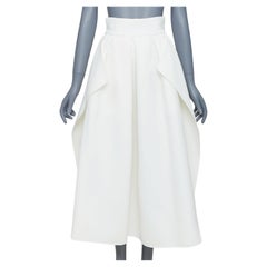 MATICEVSKI 2020 Fondness cream crepe pleated front drape hi low full skirt AU8 S